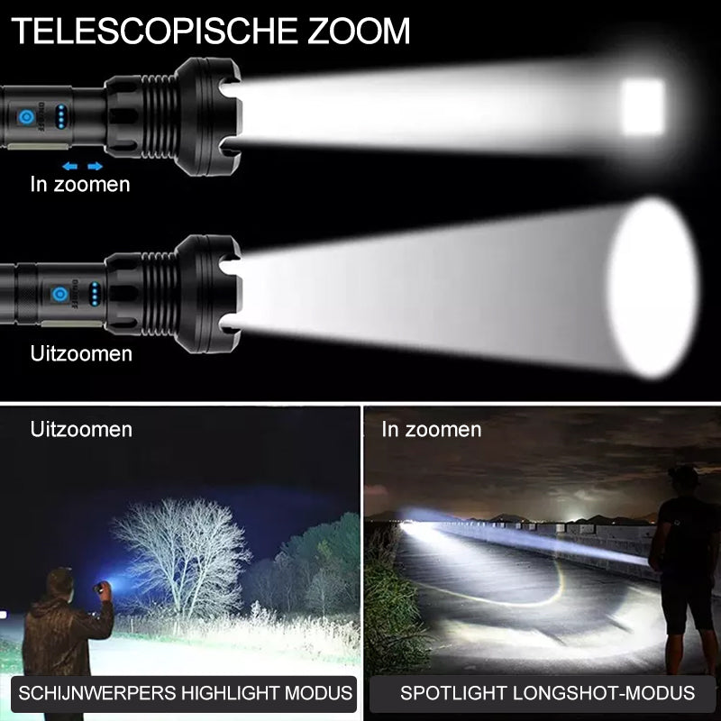 LED oplaadbare tactische laser zaklamp