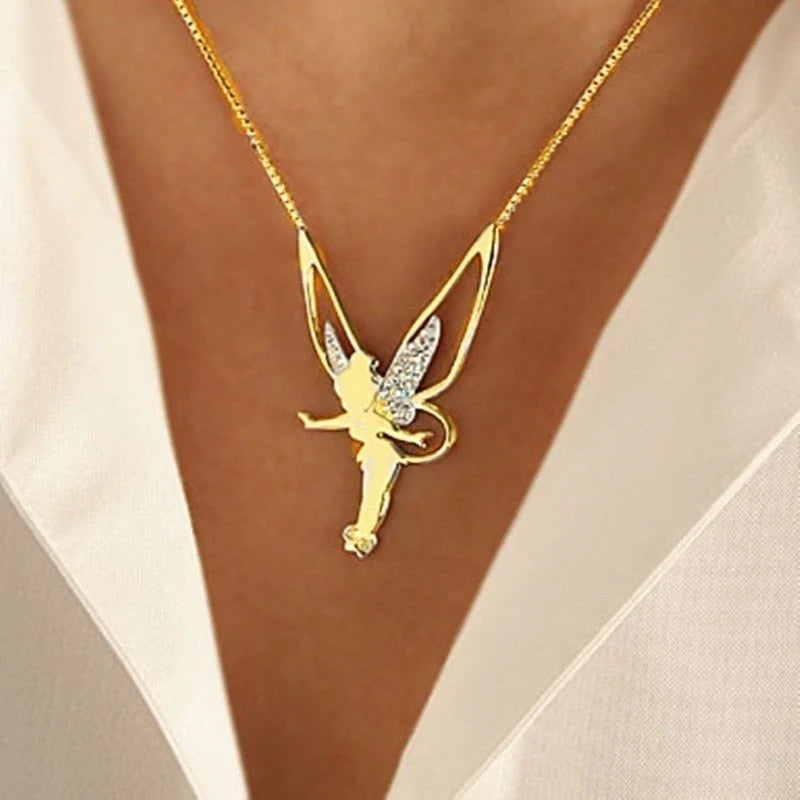 Geluksfee ketting | Witgoud