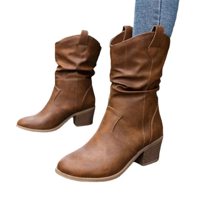 Sorinova | Klassieke Mid-Calf Western Boots