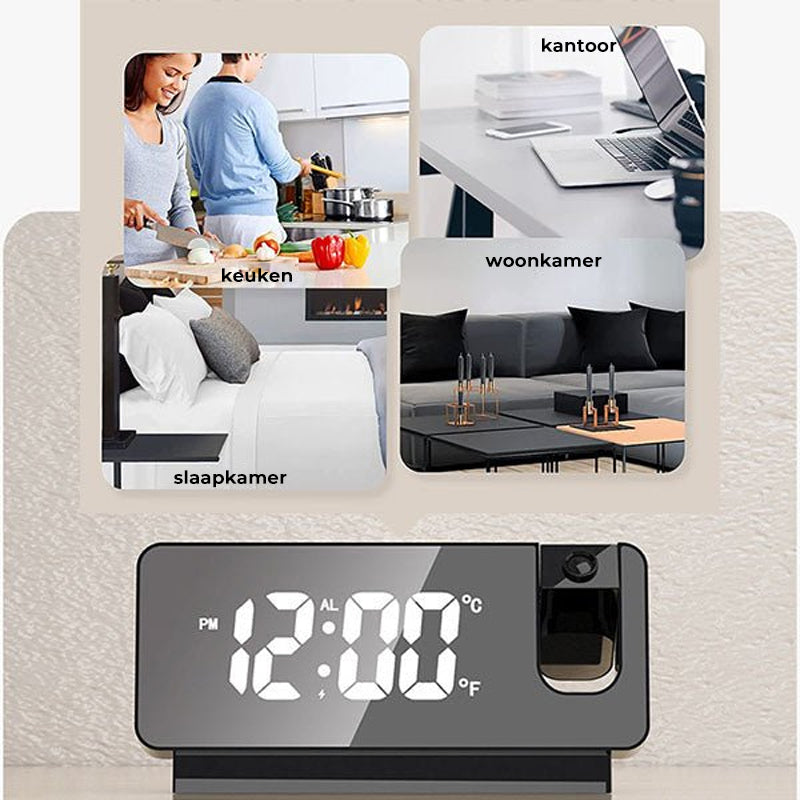 Modern Alarm Clock Projector | Multifunctionele Wekker Klok met Projectie