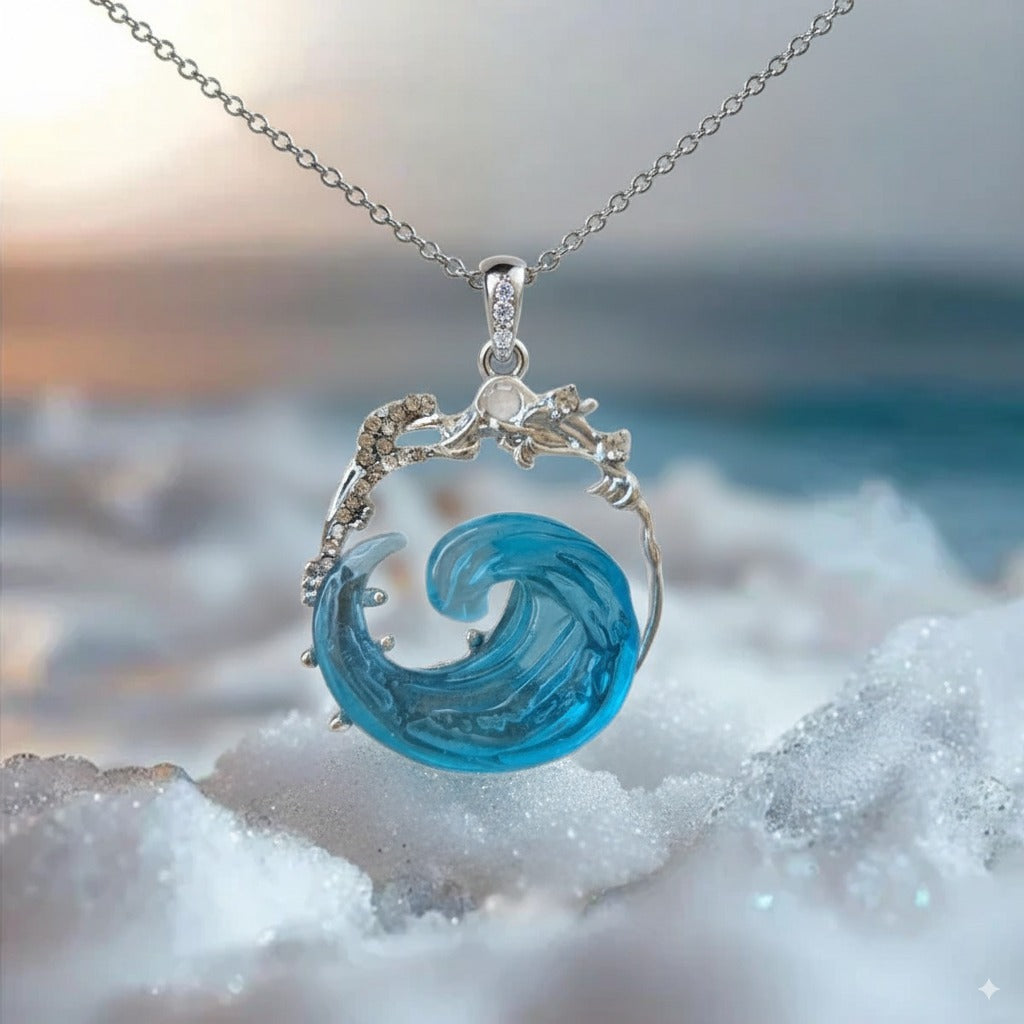 Azuurblauwe belofteketting | Goud