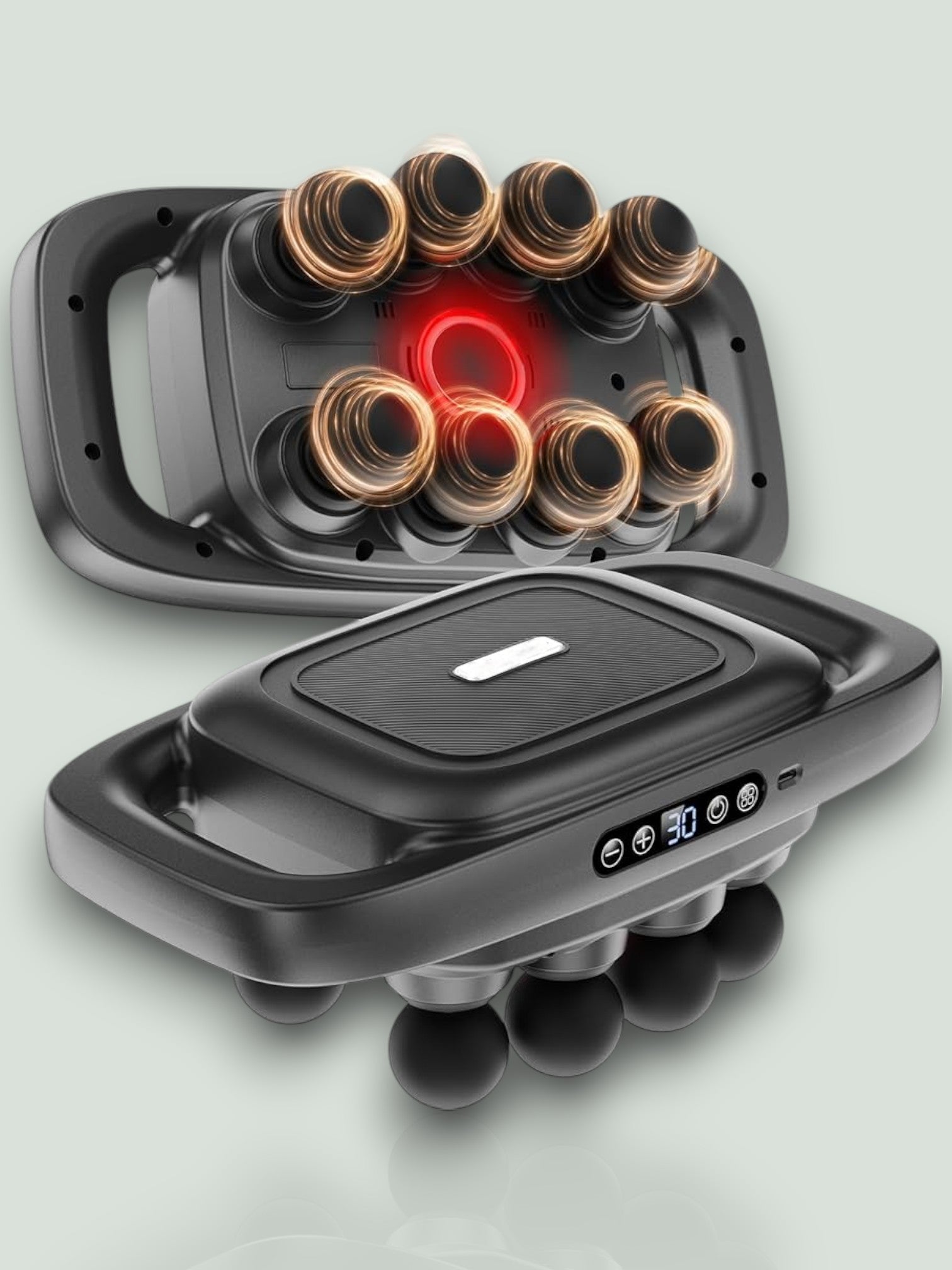 Elektrisch Dieptemassageapparaat met 8 Koppen & Roodlicht – Handsfree Spierontspanning voor Rug, Nek & Benen