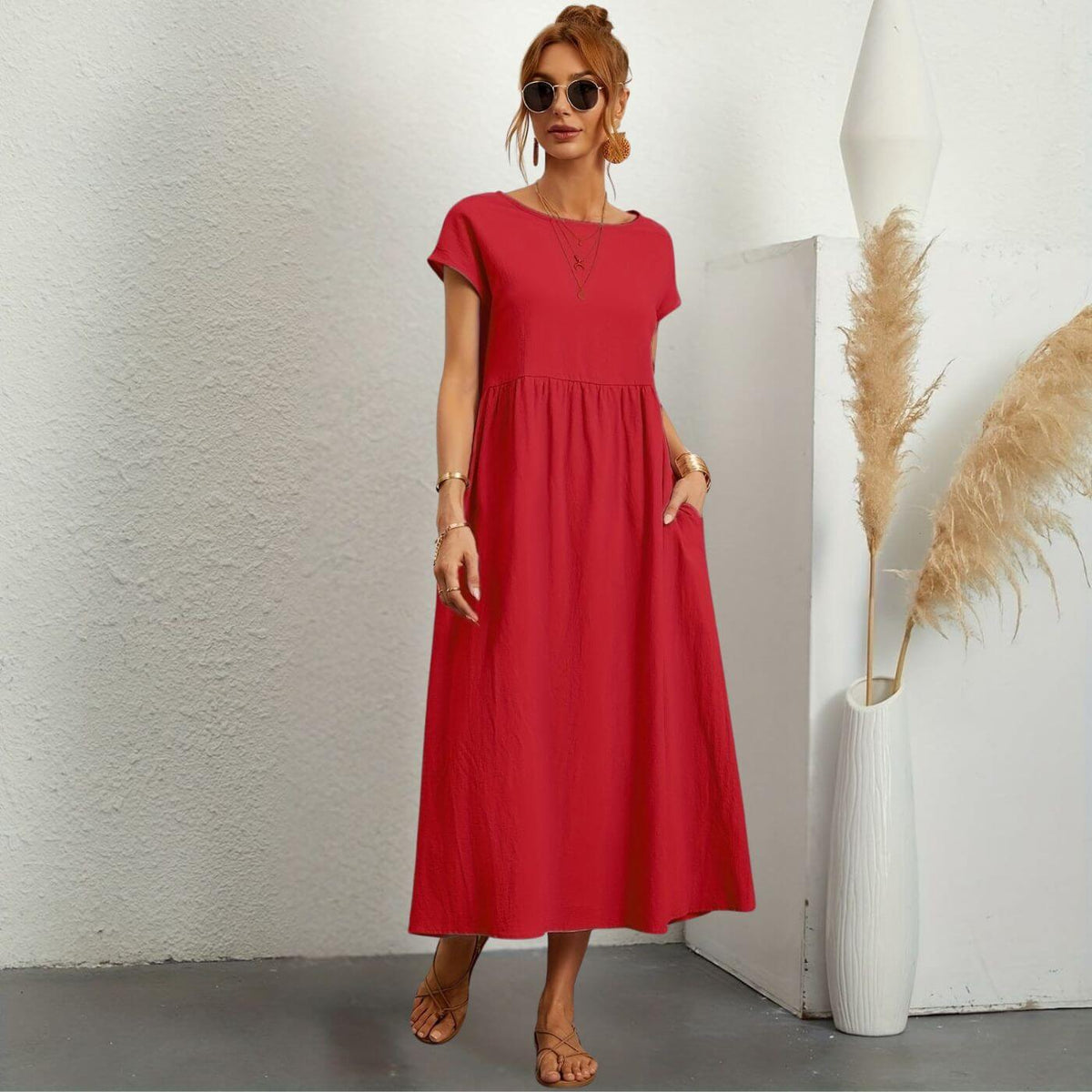 Sorinova - Ellie™- Andningsbar Linneklänning för Enkel Elegans