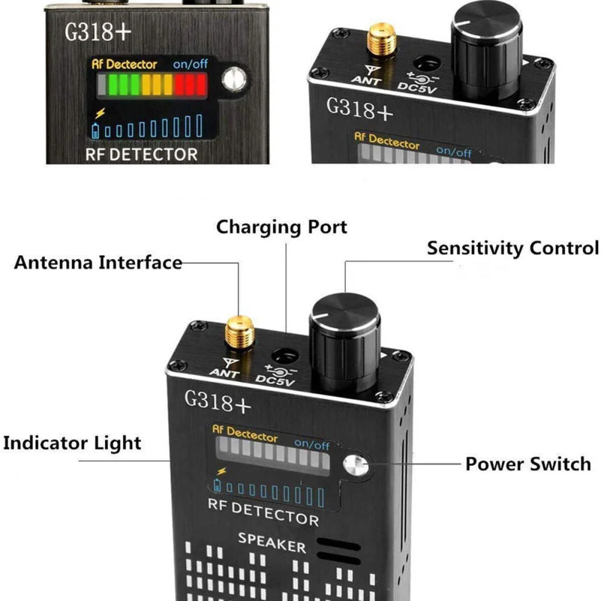 Spy Detector | RF Afluisterapparaat, Verborgen Camera & GPS Tracker Vinder met Laserlens - Anti-Spionage Signaalbescherming