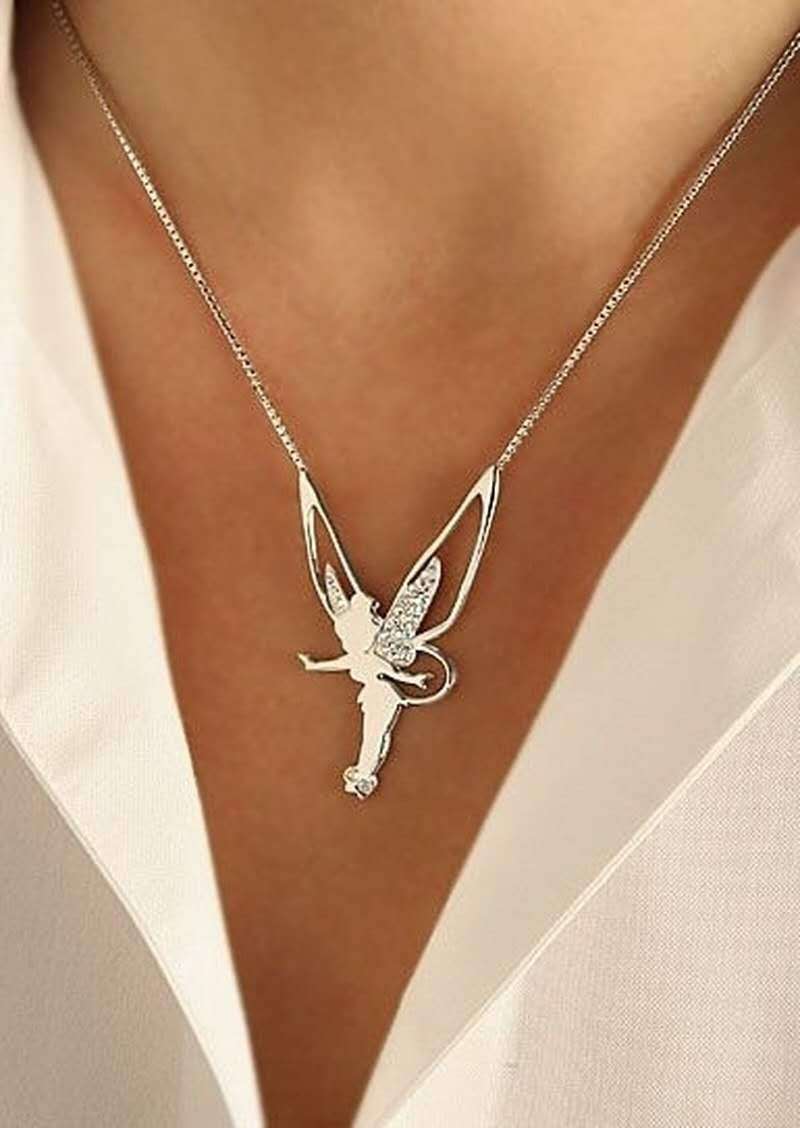 Geluksfee ketting | Witgoud