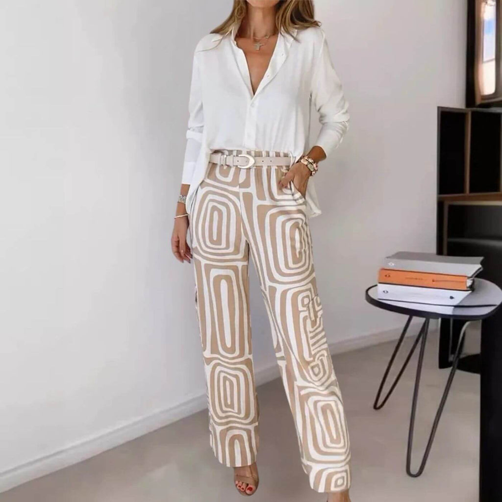 Sorinova - Hanna™ Stilrent Blus & Byx Set i 2 Delar