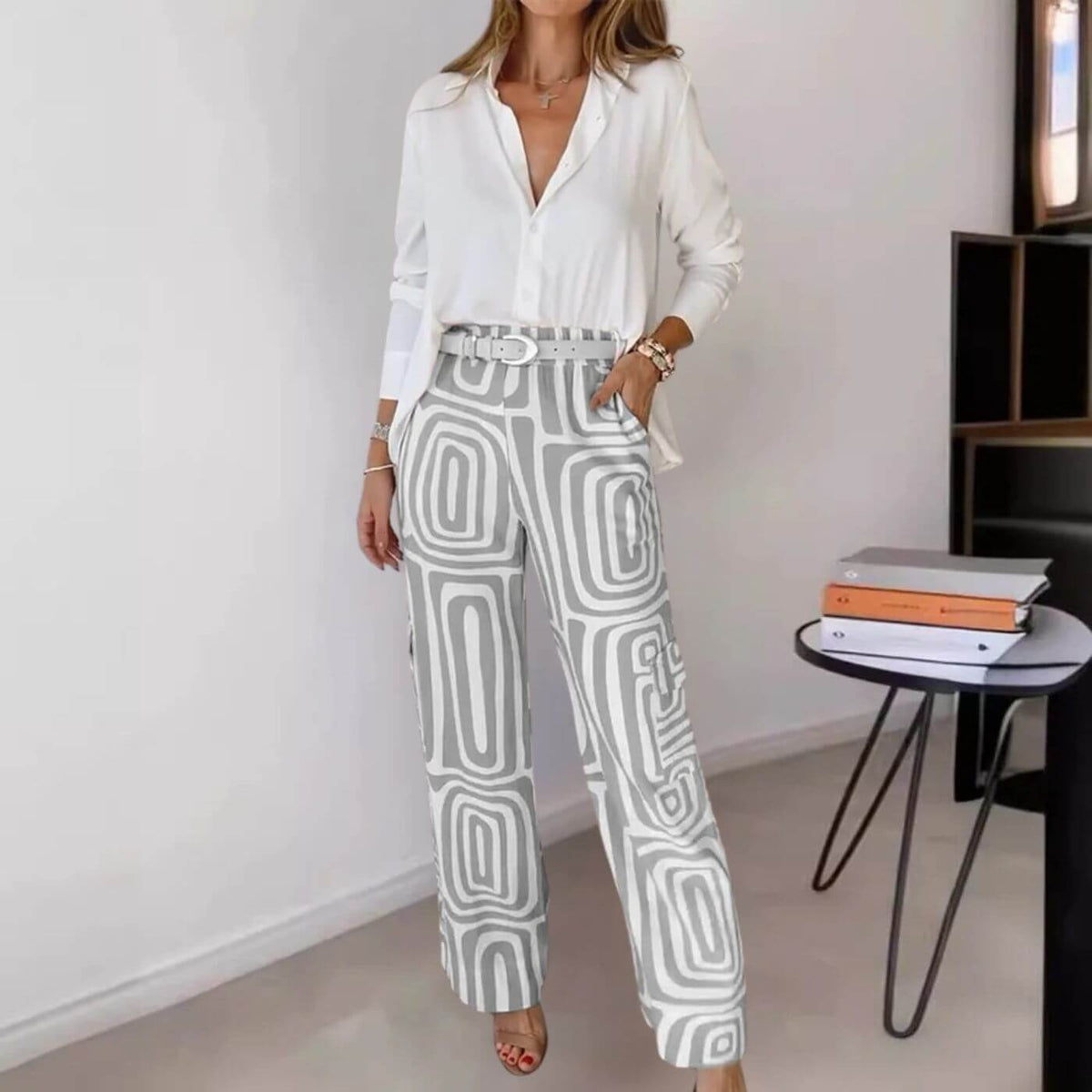 Sorinova - Hanna™ Stilrent Blus & Byx Set i 2 Delar