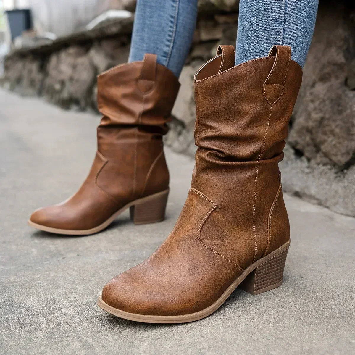 Sorinova | Klassieke Mid-Calf Western Boots