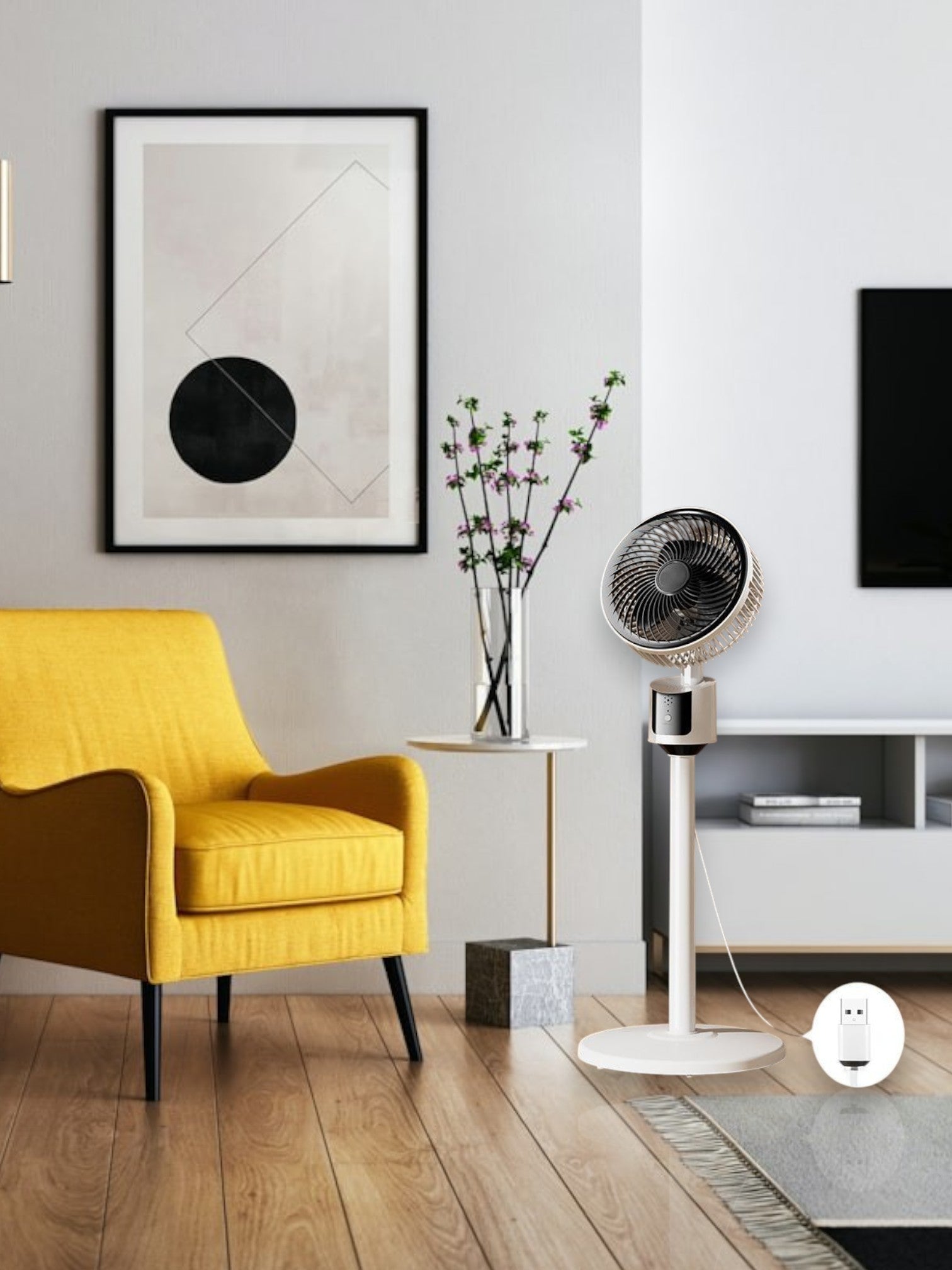 Stille USB-aangedreven Vloerventilator met 3 Snelheden - Energiebesparend en Ideaal voor Kleine Ruimtes